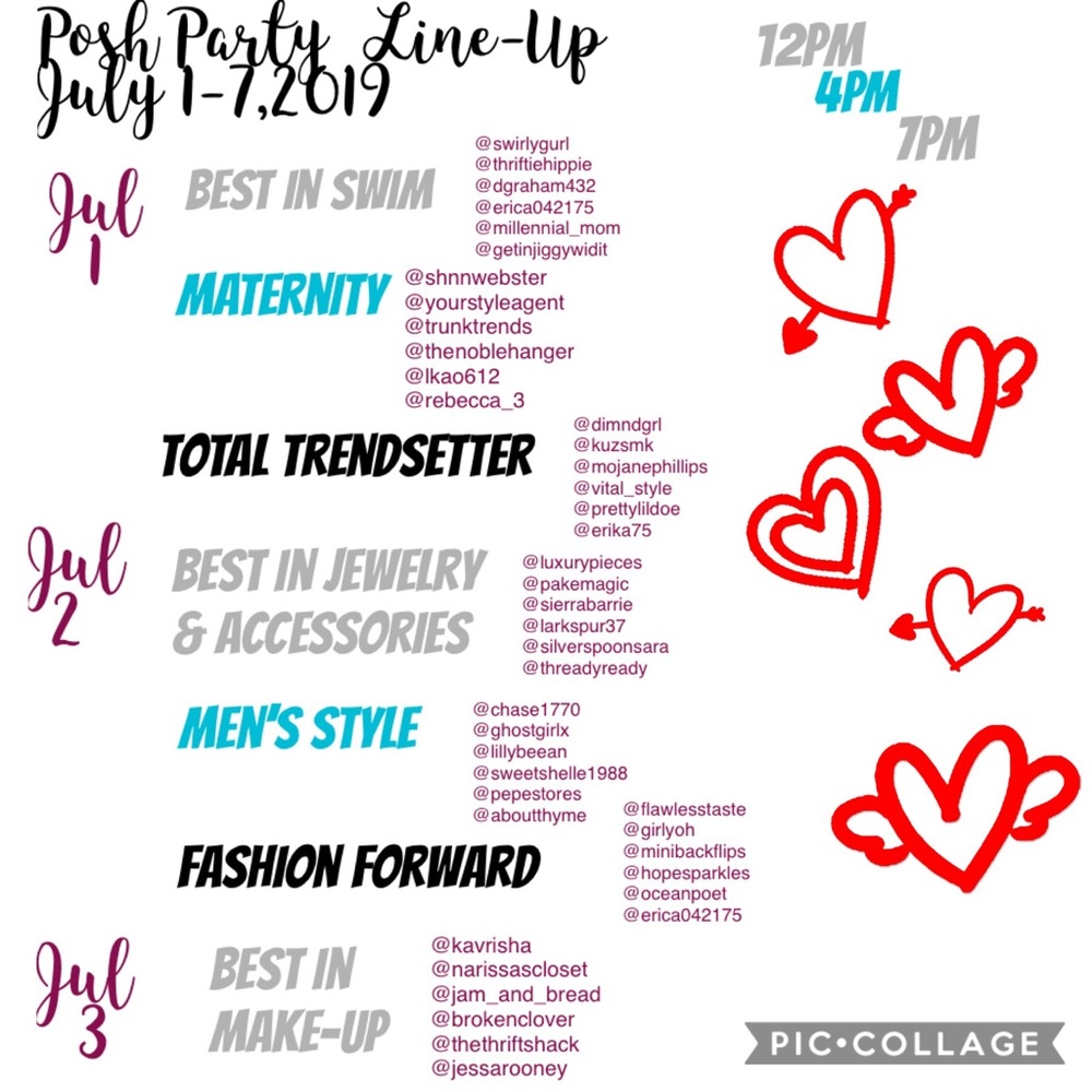 JULY 1-7 Posh Party Line Up!
